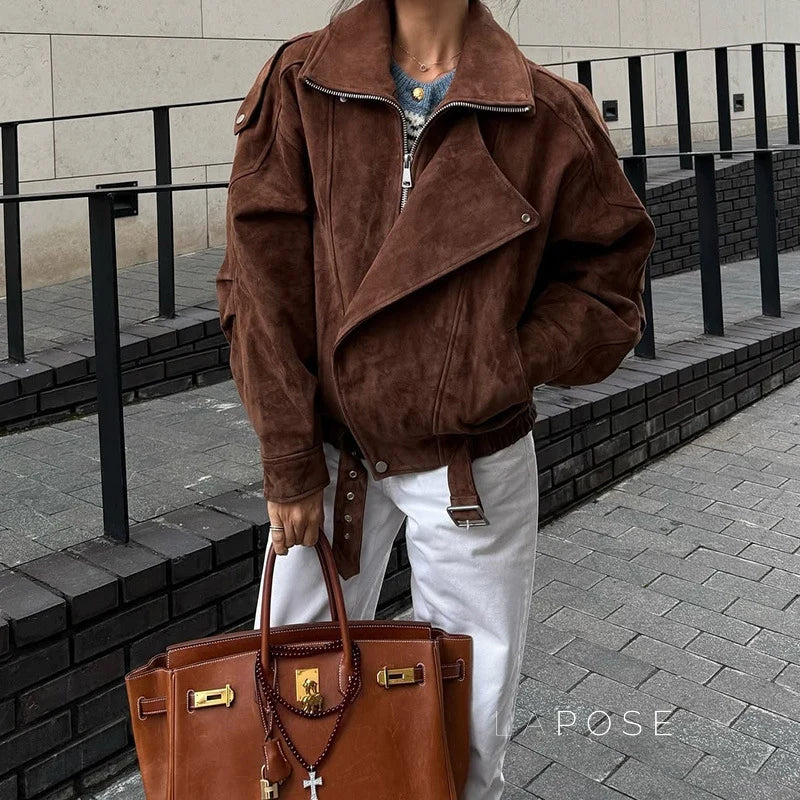Alayiah Retro Faux Suede Jacket