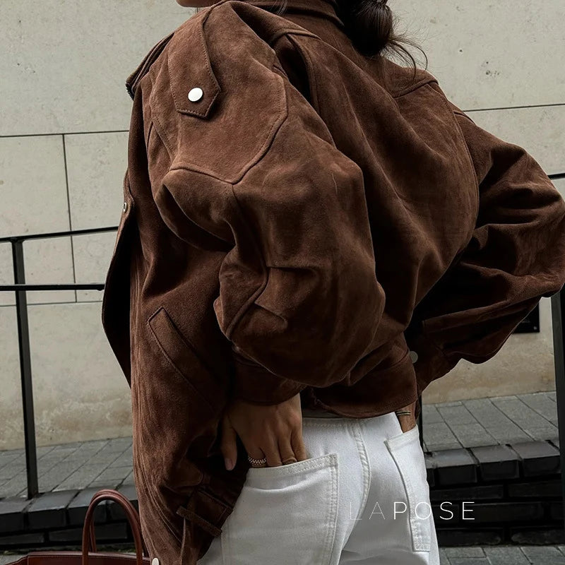 Alayiah Retro Faux Suede Jacket