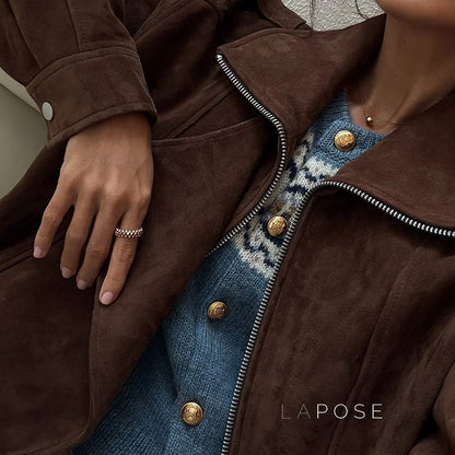 Alayiah Retro Faux Suede Jacket