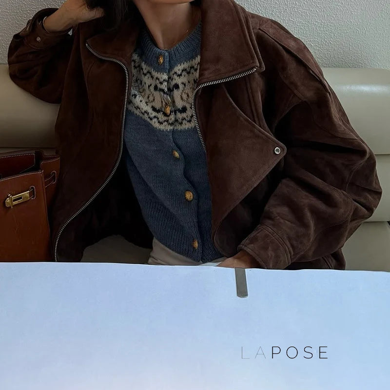 Alayiah Retro Faux Suede Jacket