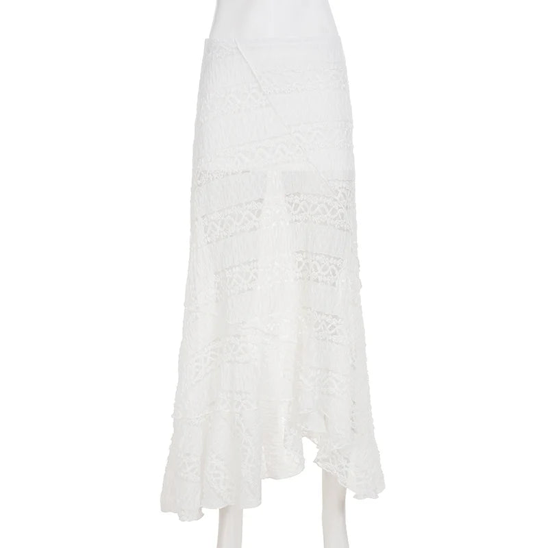 Alianny Eyelet Lace Midi Skirt