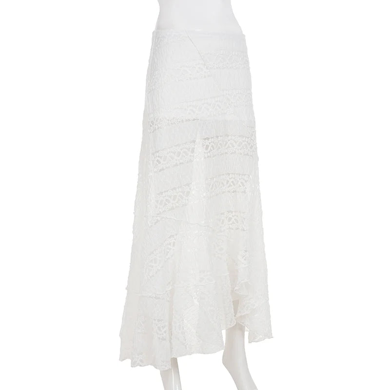 Alianny Eyelet Lace Midi Skirt