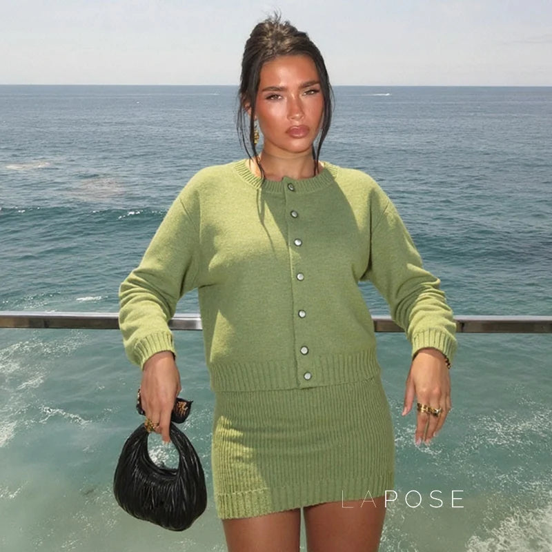 Amariya Ribbed Knit Top Set