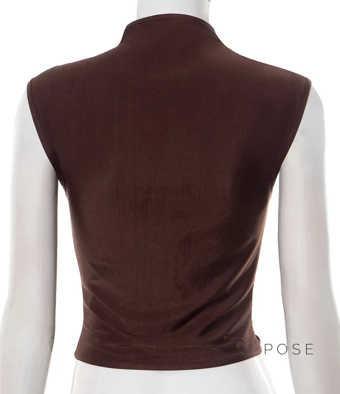 Amauri Pleated Mock Neck Vest