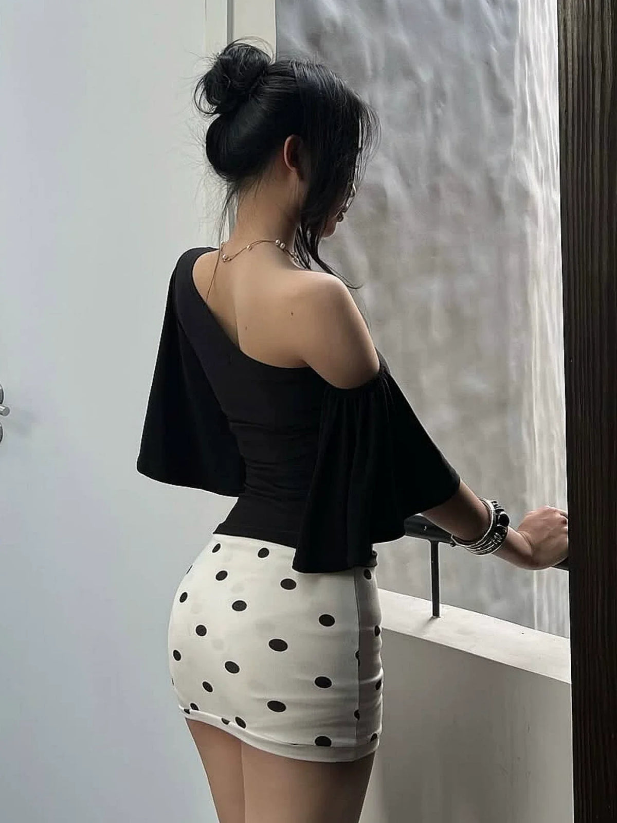 Amberley One Shoulder Flare Sleeve Top