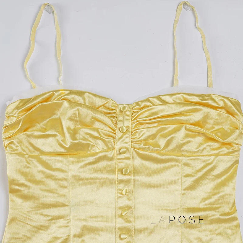 Ameena Pleated Satin Crop Top