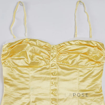 Ameena Pleated Satin Crop Top