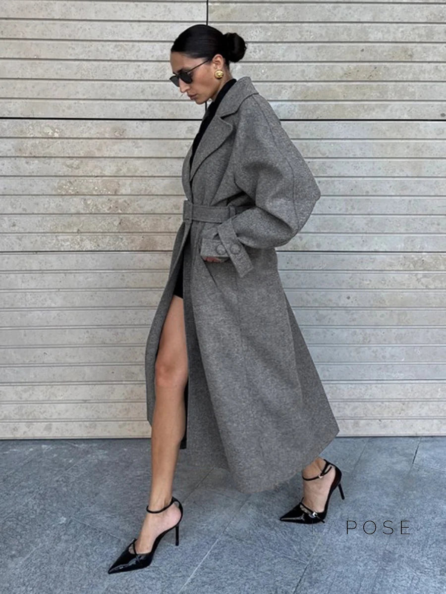 Amen Batwing Belted Wool Coat