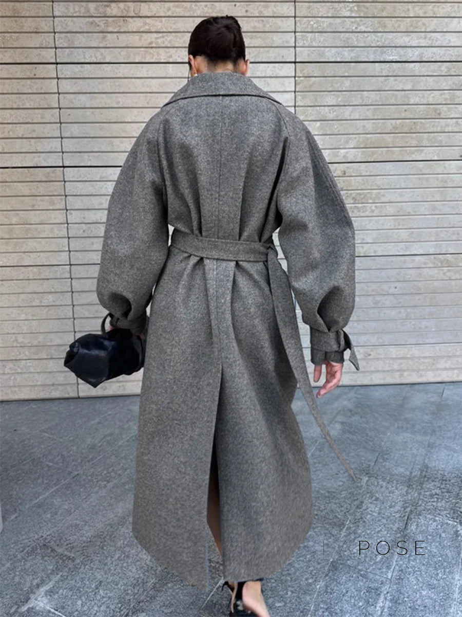 Amen Batwing Belted Wool Coat