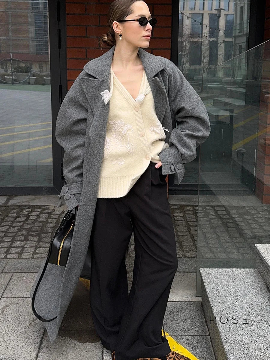 Amen Batwing Belted Wool Coat