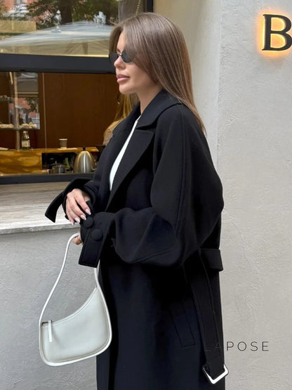 Amen Batwing Belted Wool Coat