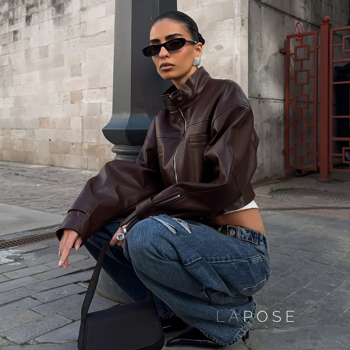 Aminata Cropped Faux Leather Jacket