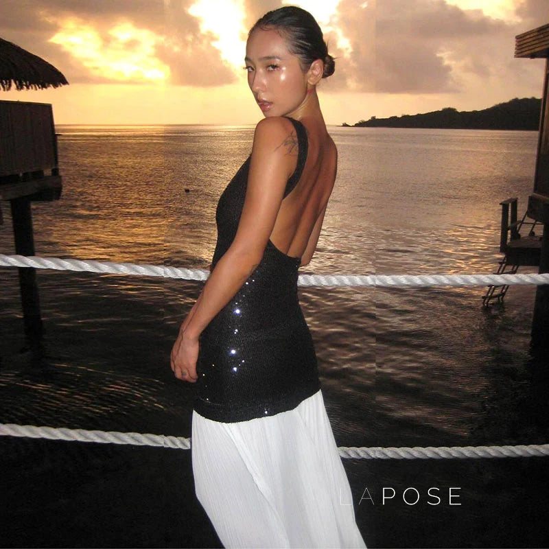 Anabia Black Sequin Maxi Dress