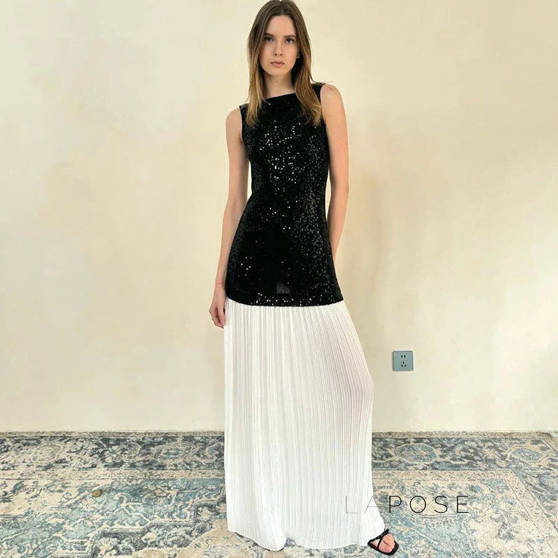 Anabia Black Sequin Maxi Dress