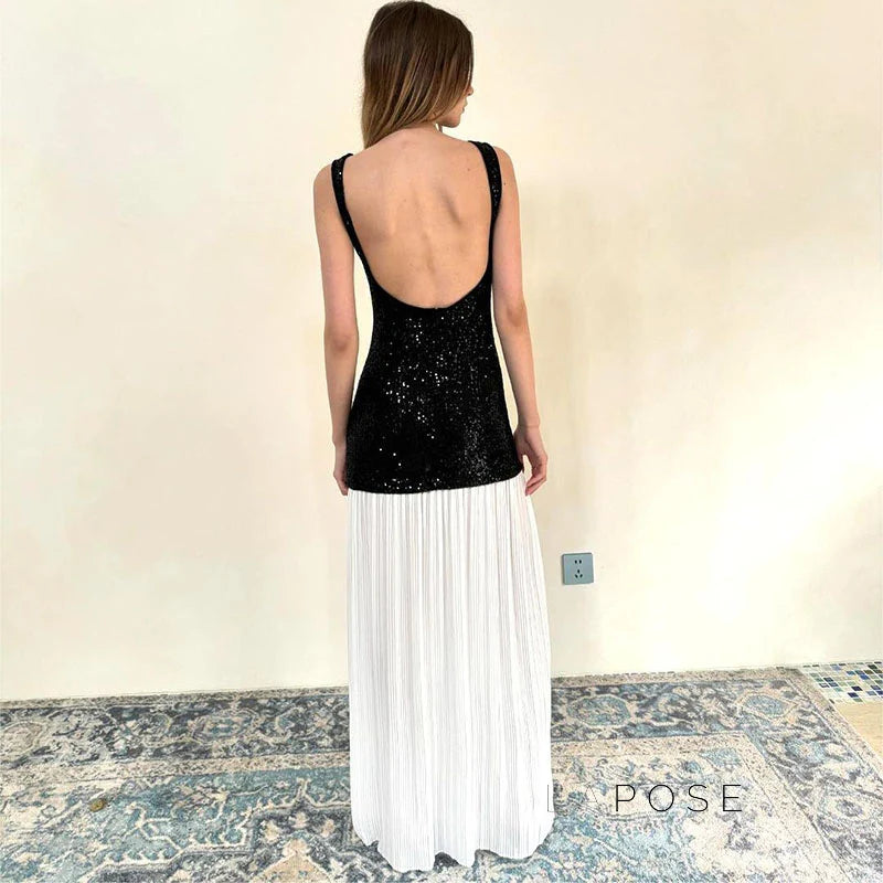 Anabia Black Sequin Maxi Dress