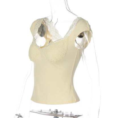 Anaiya Lace Trim V-Neck Top