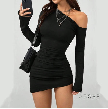 Analisa Off Shoulder Pleated Dress
