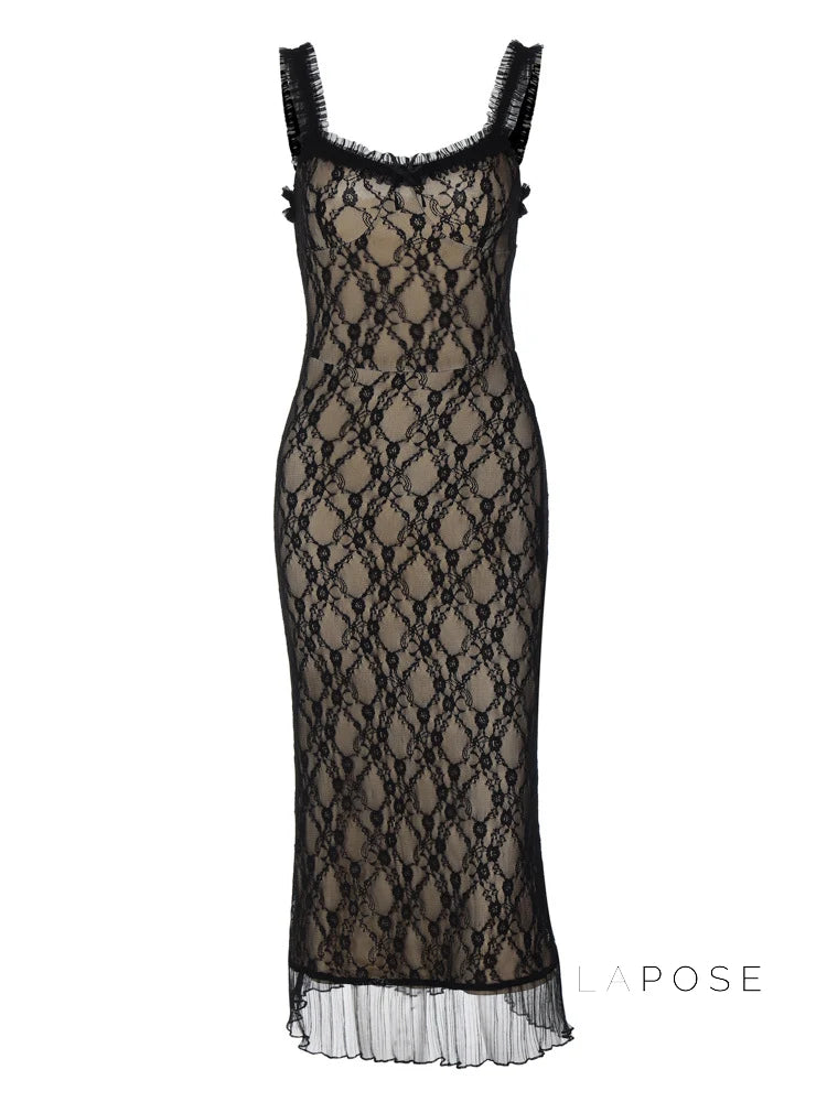 Anapaula Lace Sling Midi Dress