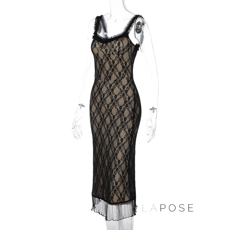 Anapaula Lace Sling Midi Dress
