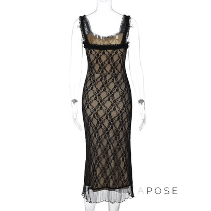 Anapaula Lace Sling Midi Dress