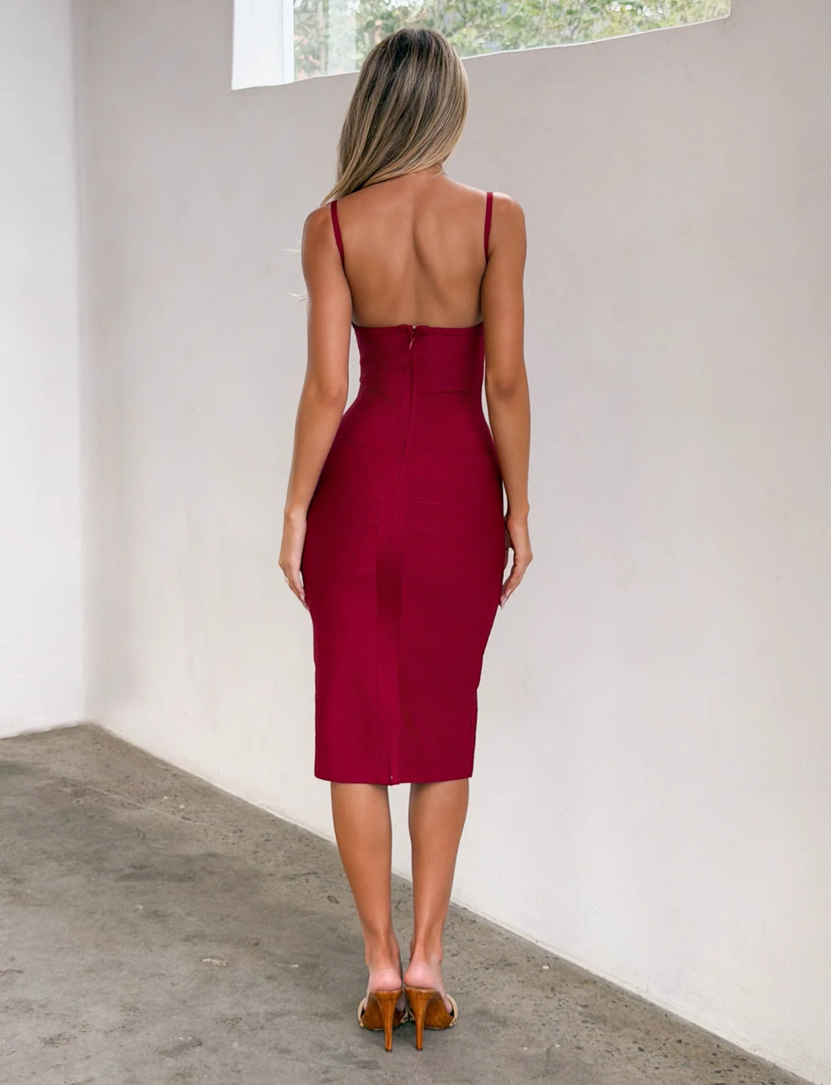 Anijah Midi Bandage Dress - Cherry