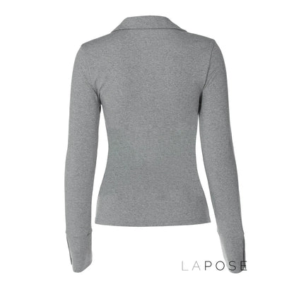 Aniylah Ribbed Collared Button Top