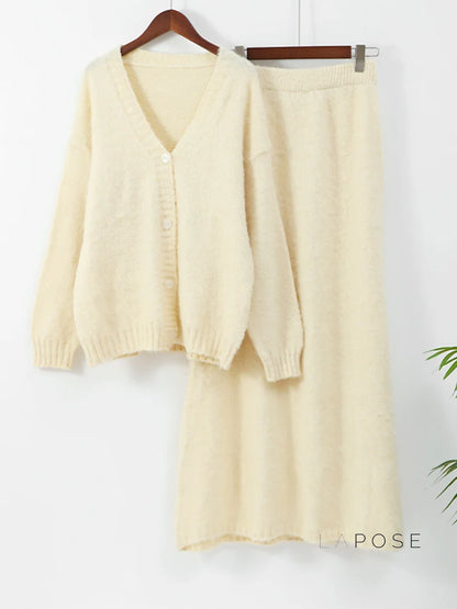 Annalyn V-Neck Knit Skirt Set