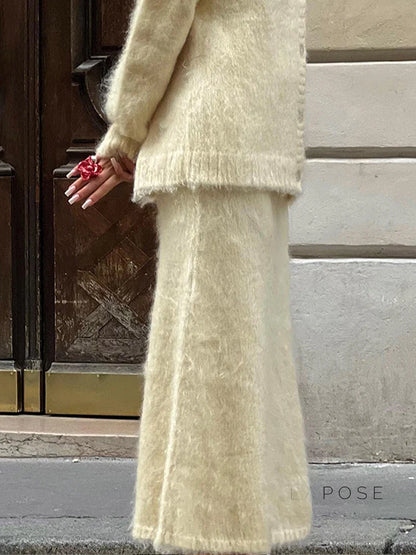 Annalyn V-Neck Knit Skirt Set