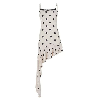 Annemarie Polka Dot Asymmetric Mini Dress