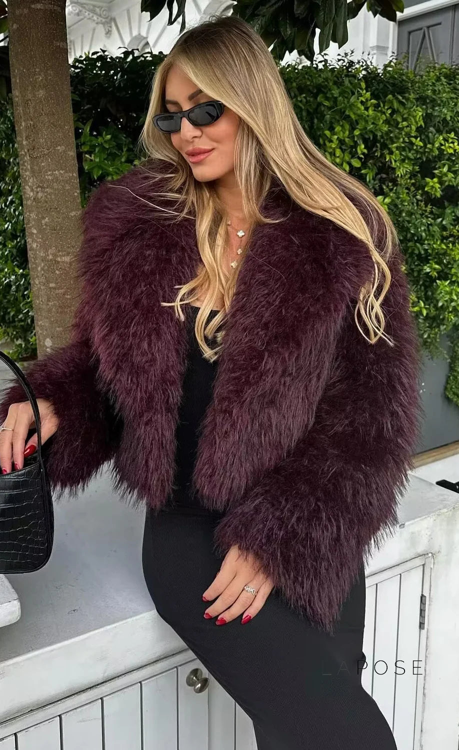 Anniyah Burgundy Faux Fur Jacket