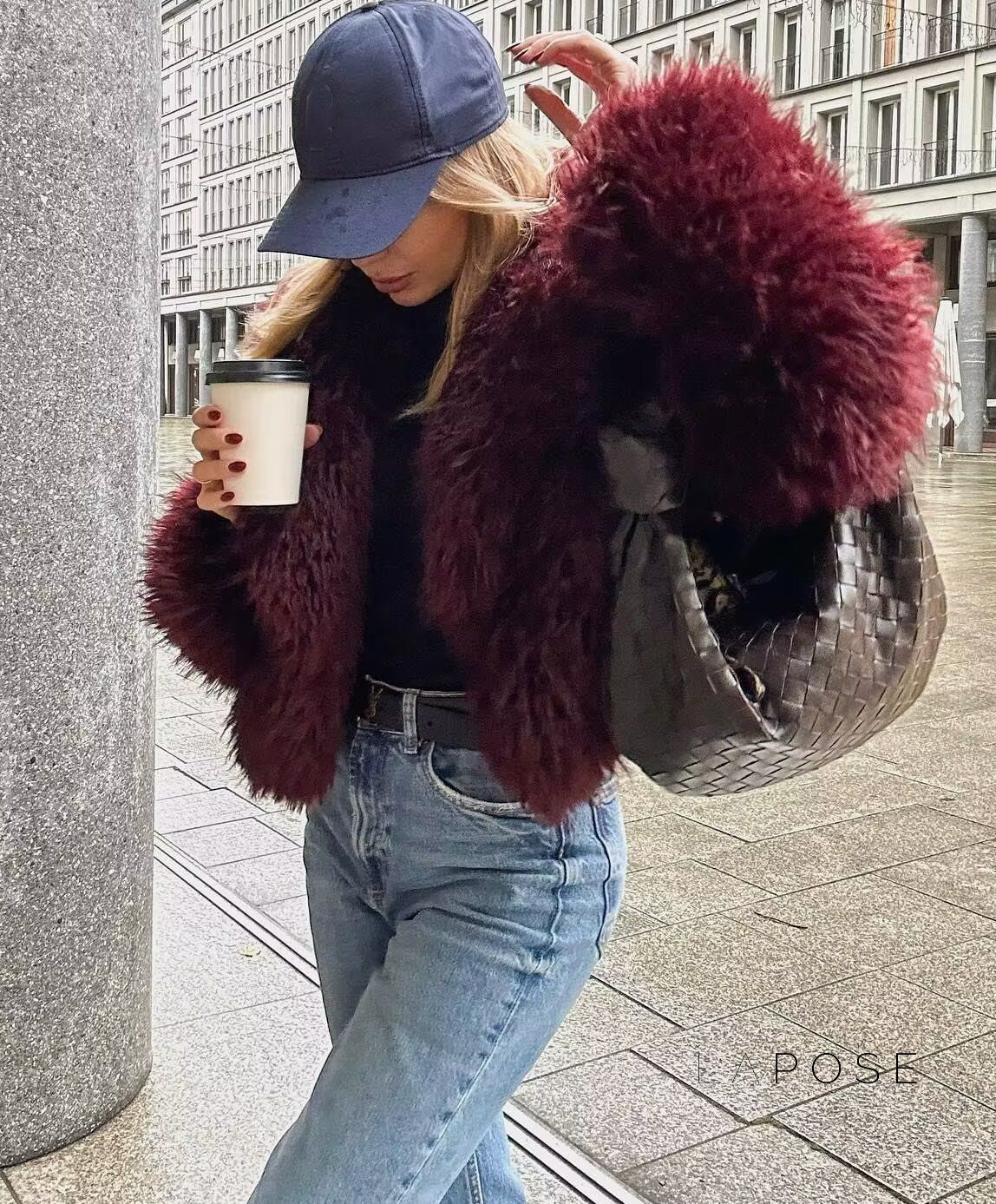 Anniyah Burgundy Faux Fur Jacket