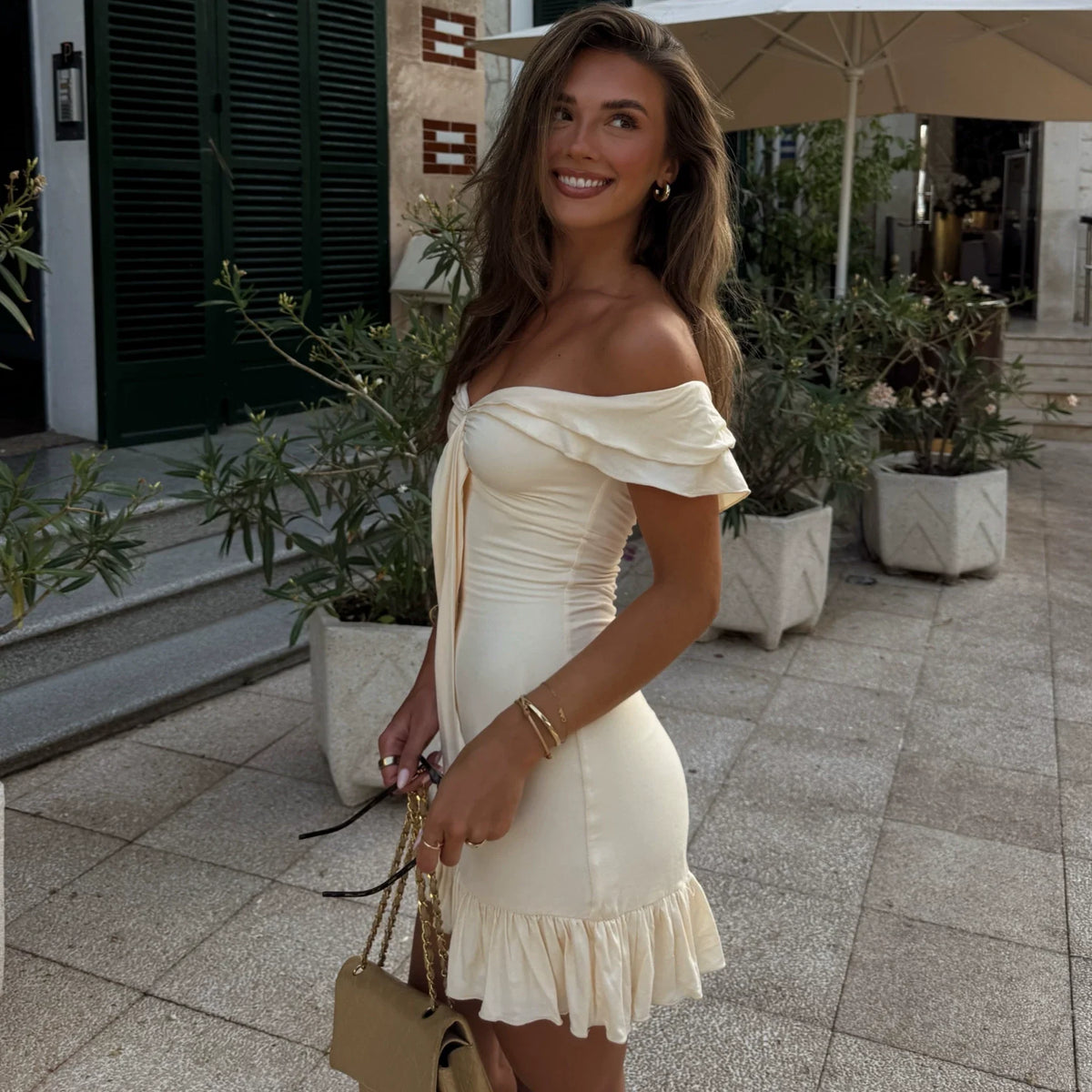 Araya Off-Shoulder Ruffle Mini Dress