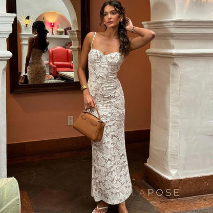 Ariadne Lace Backless Midi Dress