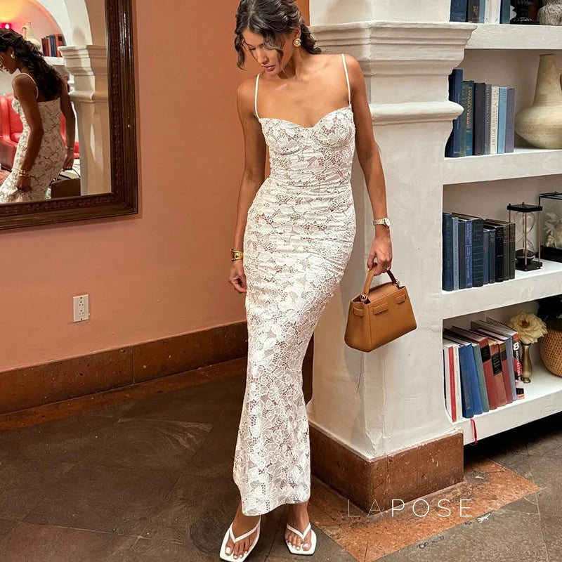 Ariadne Lace Backless Midi Dress