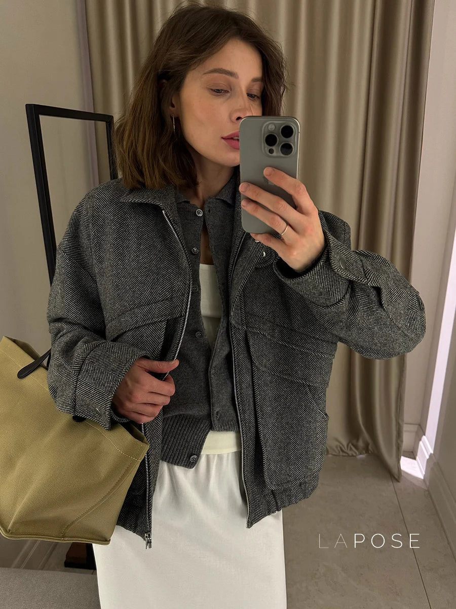 Arin Herringbone Wool Blend Jacket