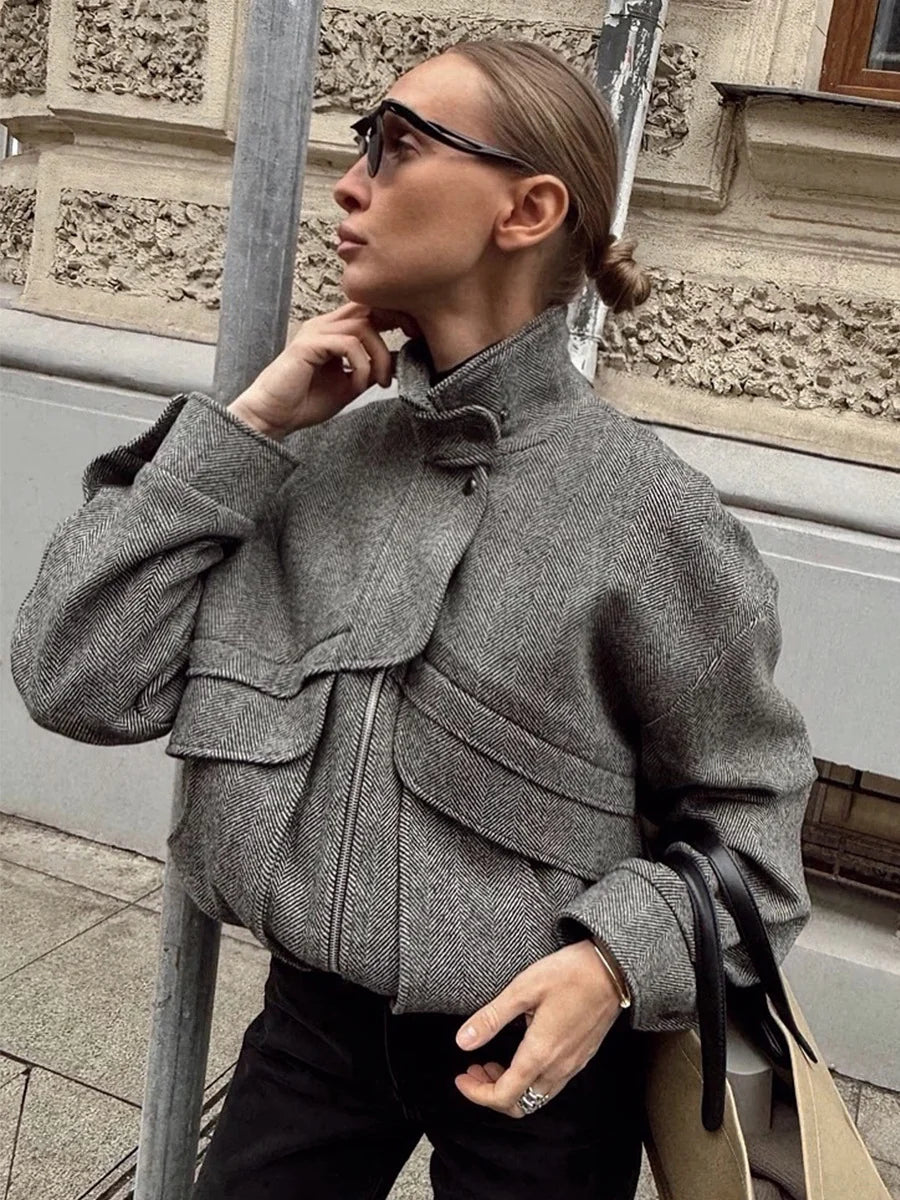 Arin Herringbone Wool Blend Jacket
