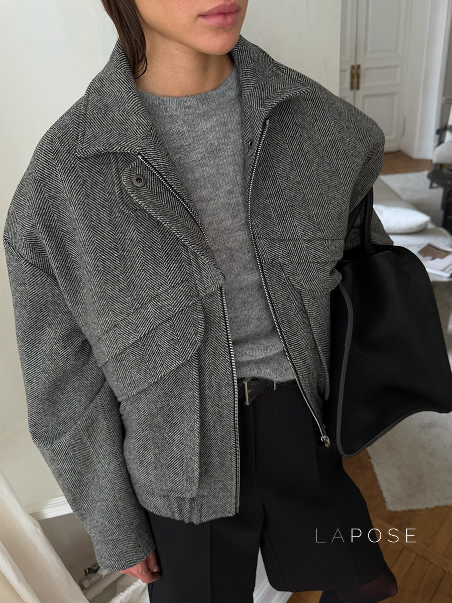 Arin Herringbone Wool Blend Jacket