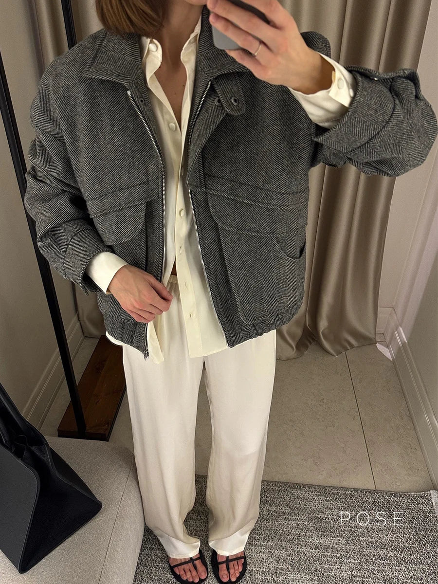 Arin Herringbone Wool Blend Jacket