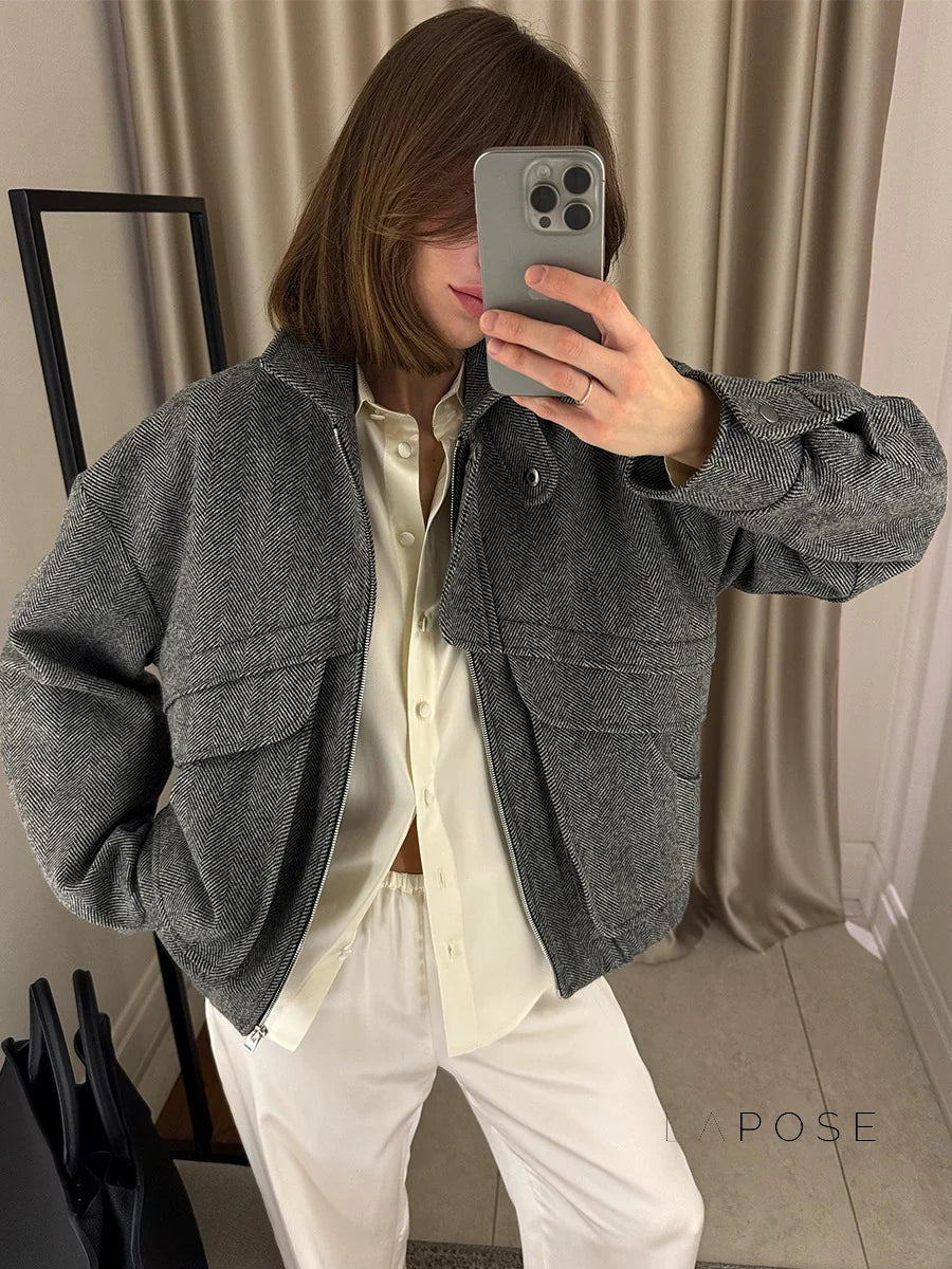 Arin Herringbone Wool Blend Jacket