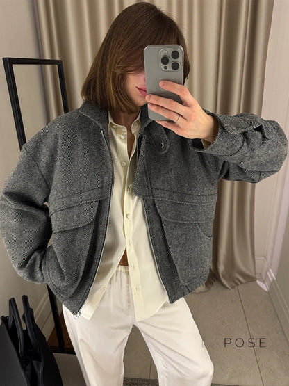 Arin Herringbone Wool Blend Jacket