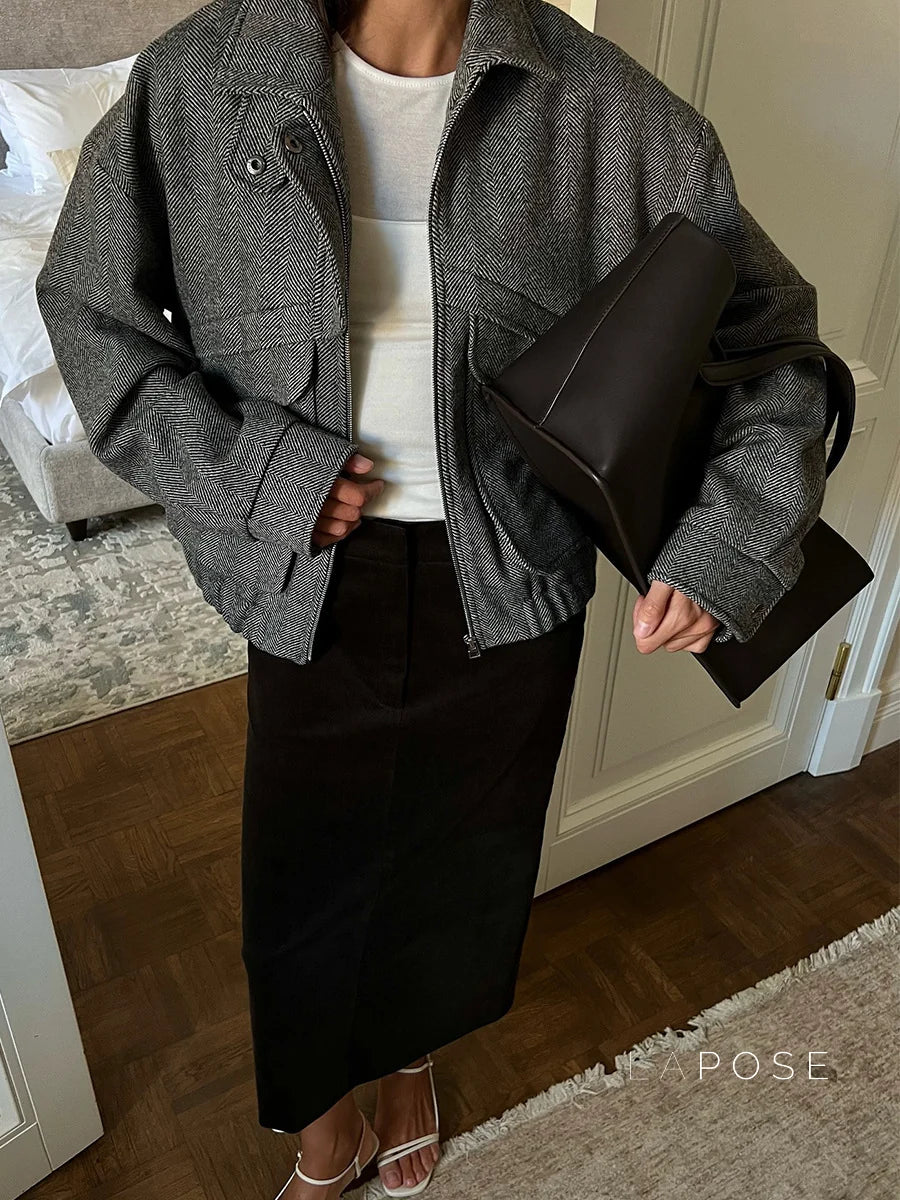 Arin Herringbone Wool Blend Jacket
