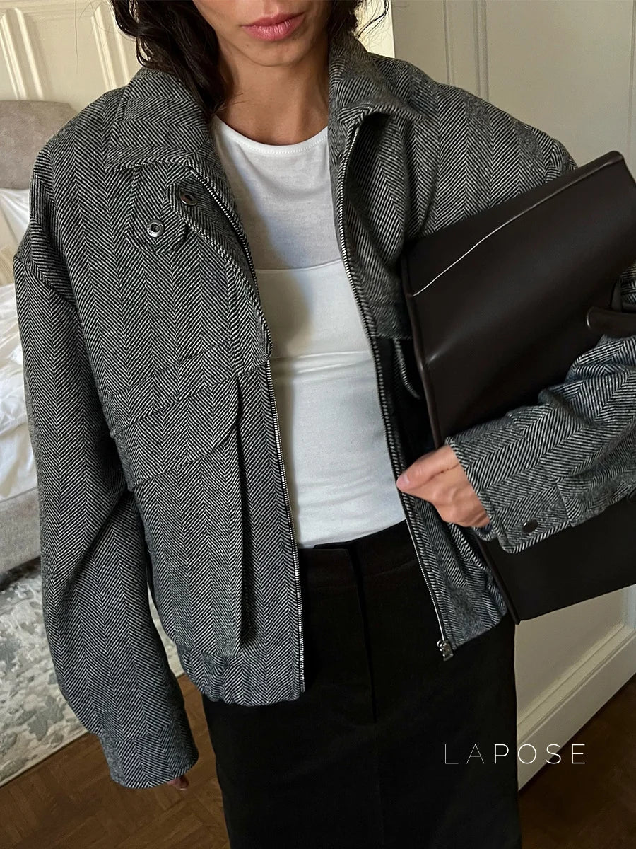 Arin Herringbone Wool Blend Jacket