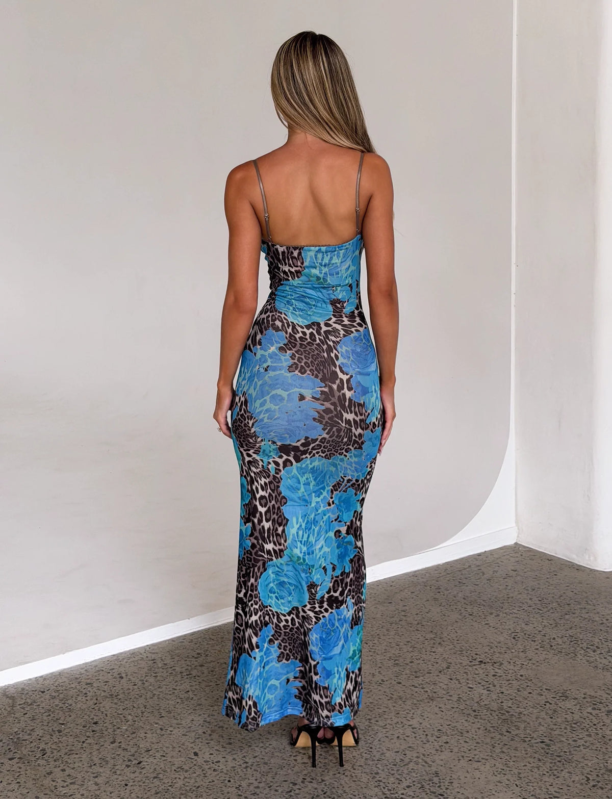 Arlette Radiant Floral Maxi Dress - Blue Leopard