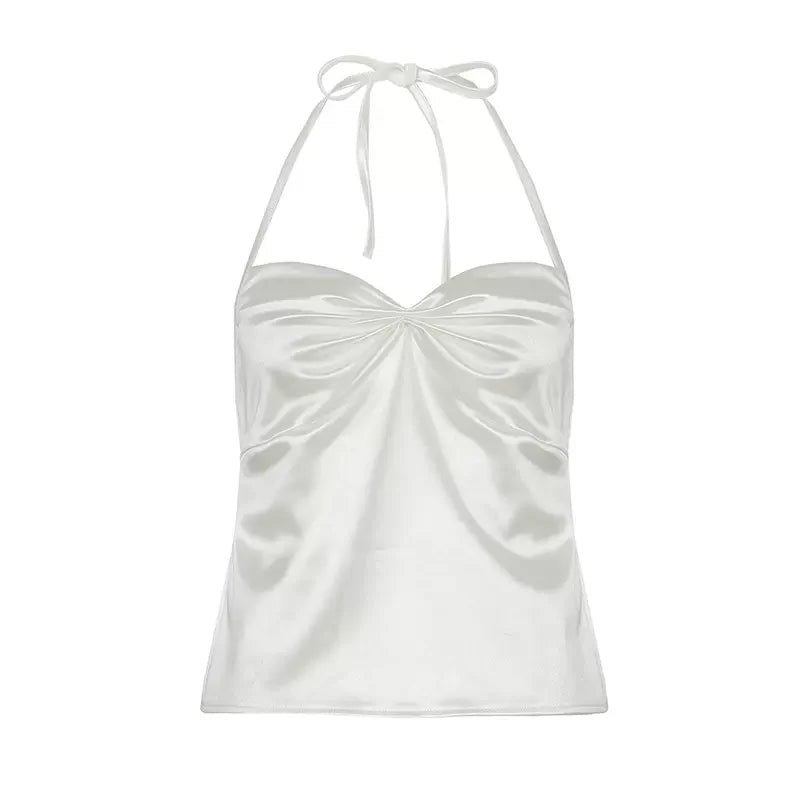 Arsema Satin Ruched Halter Top