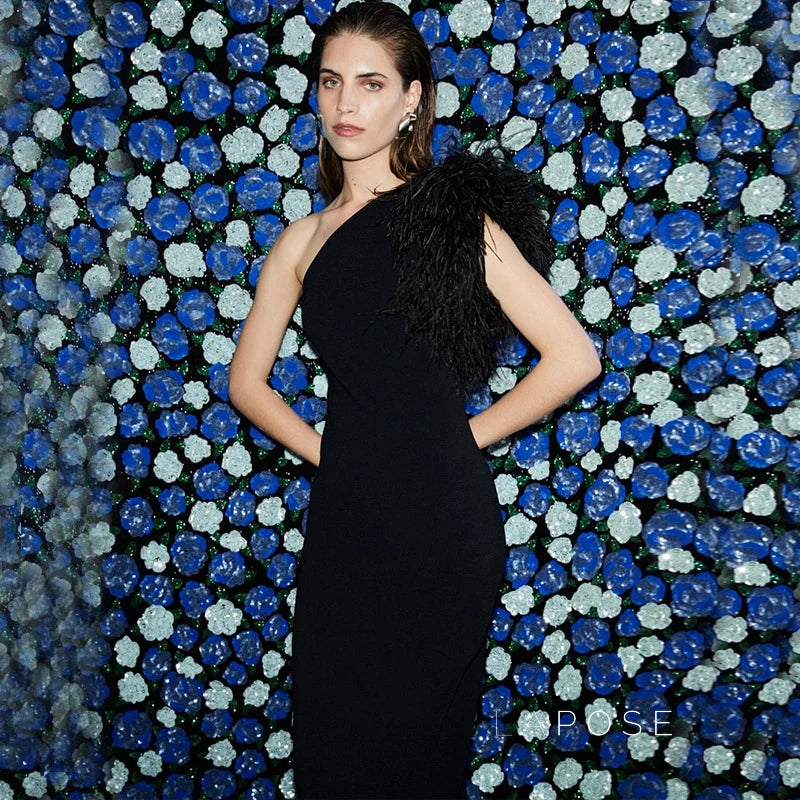 Aryana Feather One-Shoulder Gown