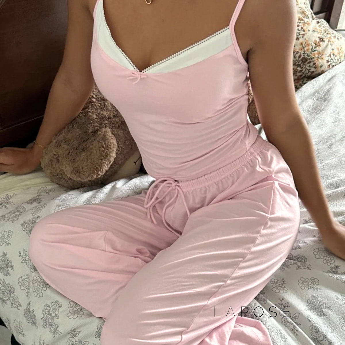 Asma Pink Knitted Lounge Set