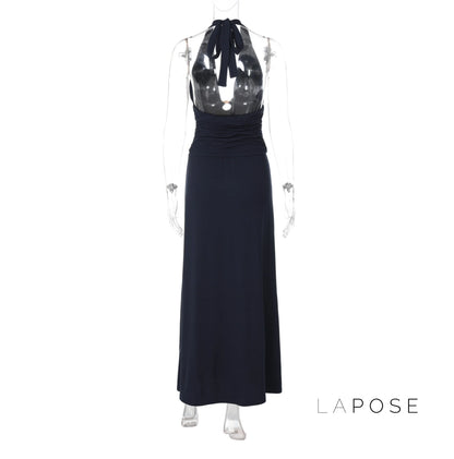 Asra Halter Pleated Maxi Dress