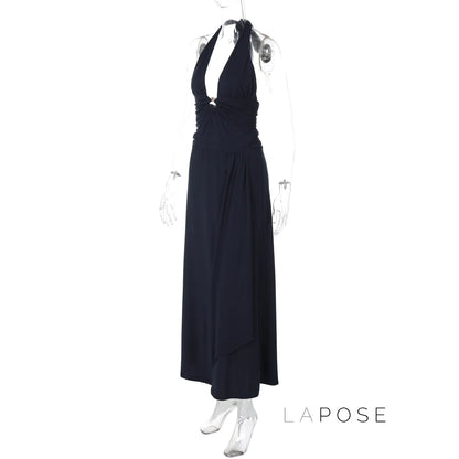 Asra Halter Pleated Maxi Dress