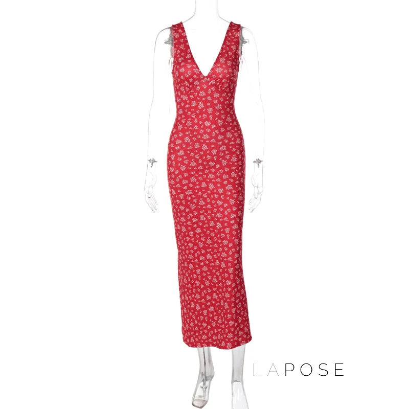 Aubrie Floral Backless Maxi Dress