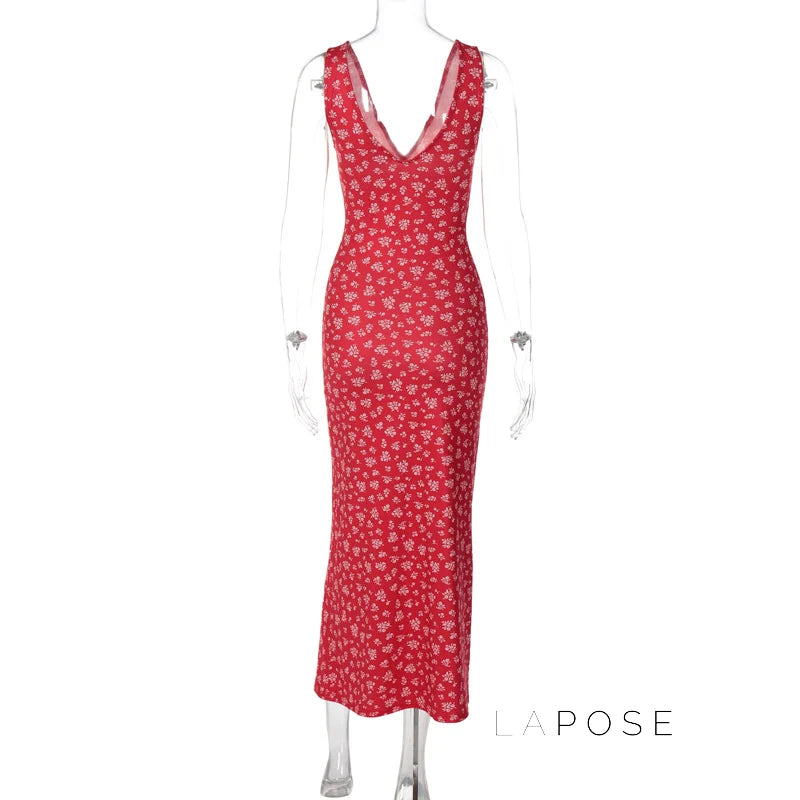 Aubrie Floral Backless Maxi Dress
